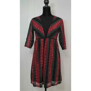 XHILARATION Mystic Red Green Black Lace Dress Juniors Size L Cottage Christmas